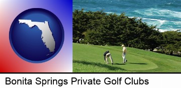 two golfers on the green at an oceanside golf course in Bonita Springs, FL